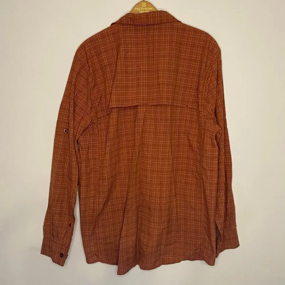 The North Face Orange Shirt Mens Long Sleeve Button Up Hike Fish Hunting Large